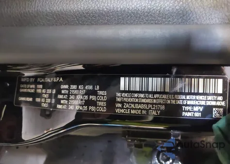 2020 Jeep Renegade Upland 4X4 from USA, damaged, VIN ZACNJBAB5LPL21798